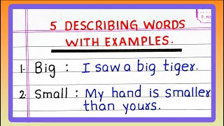 5 | Five DESCRIBING WORDS | in English | DESCRIBING WORDS WITH EXAMPLES | in English