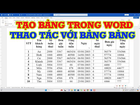 Cách tạo bảng trong Word và các thao tác với bảng mới nhất 2023