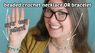 DIY Crochet Beaded Necklace (Easy Free pattern!)