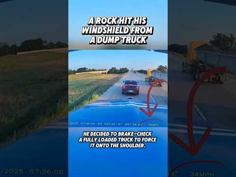 He decided to brake-check and stop a fully loaded dump truck after a rock hit his windshield