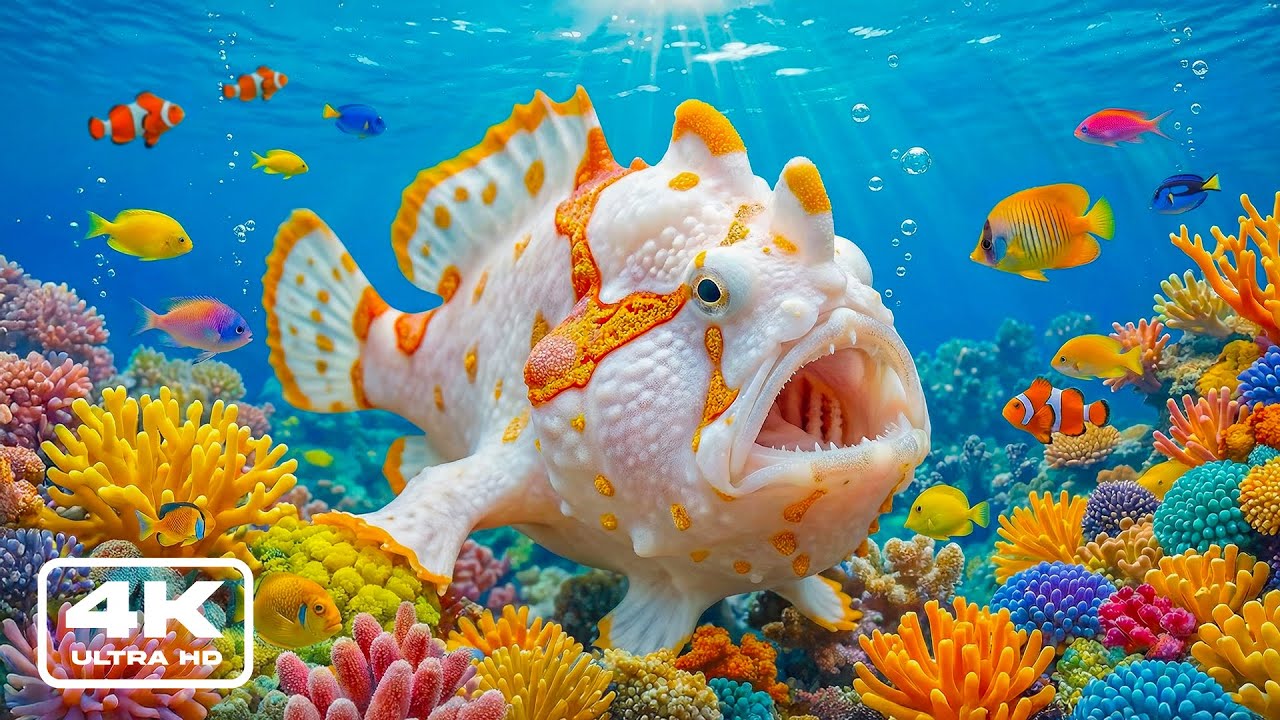Aquarium Dream 4K ULTRA HD VIDEO - Colorful Coral Reefs and Relax Music for Relaxation