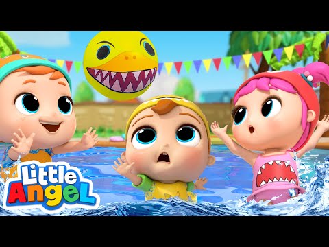 baby-shark-doo-doo-|-swimming-pool-games-|-little-angel-kids-songs