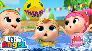 Baby Shark Doo Doo | Swimming Pool Games | Little Angel Kids Songs screenshot 2