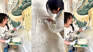 3D Painting materials beautiful women arts 3d wall print 😱 #beautiful​ #art​ #funny​ #song​ #music 
