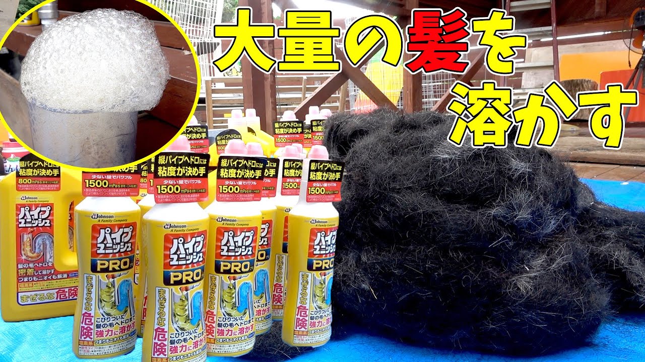 【閲覧注意】パイプユニッシュで大量の髪の毛を溶かしてみた