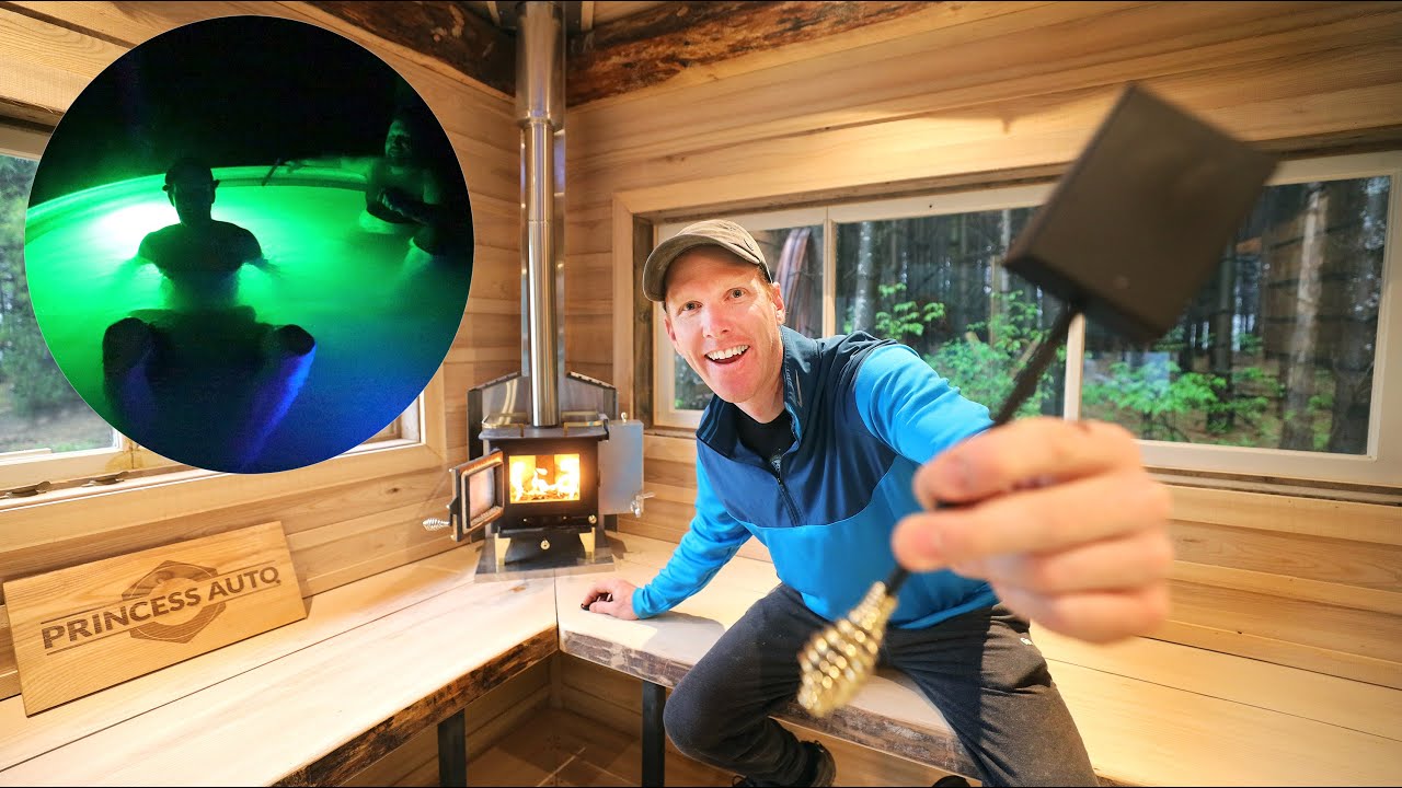 Building an Outdoor MAN-SHED (and shore dinner!) - AMAZING Pond LIGHTS,  Fireplace, Outdoor Cook - YouTube