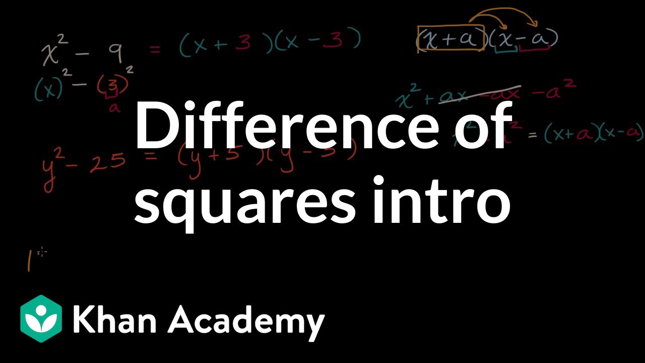 Difference Of Squares Intro Video Khan Academy