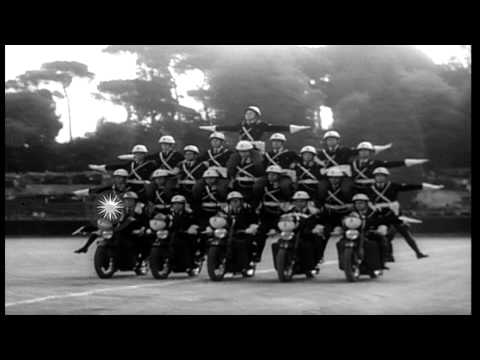 Rome's elite motorcycle police stage a precision drill and free-wheeling at fancy...HD Stock Footage