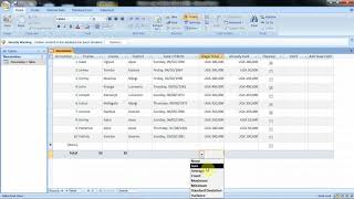 Computing totals in database tables