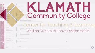 FACULTY: Adding Rubrics to Canvas Assignments