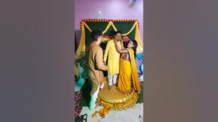 Haldi lagao re, HALDI CEREMONY | Cute bonding of brother and sister| #viral #shorts #haldiceremony