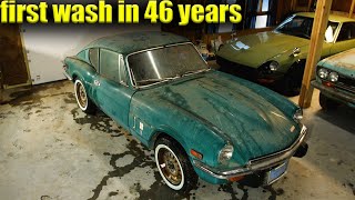 AMMO NYC detailing a 1973 Triumph GT6 barn find! first wash in 46 years!!! **CINEMATIC SHOOT**
