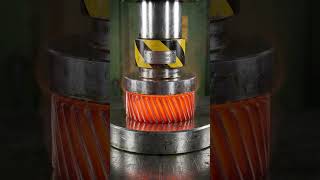 Red Hot Helical Gear Crushed in Slow Motion #asmr #crushing#copper