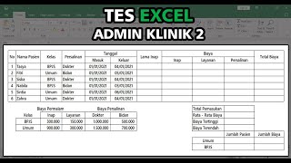 Tes Excel Admin Klinik 2 | Latihan Soal Excel untuk Admin Klinik