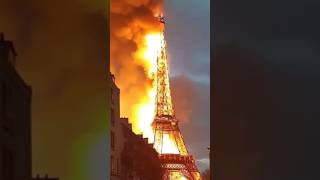 🤯 Eiffel Tower🗼is actually on fire 🔥 #shortsfeed #eiffeltower #fire #viral #youtube_shorts