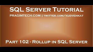 Rollup in SQL Server