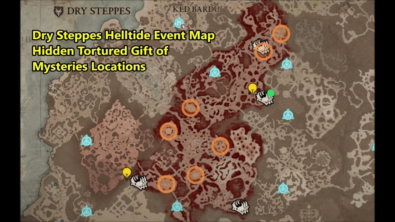Dry Steppes Helltide Map Hidden Tortured Gift of Mysteries & Event