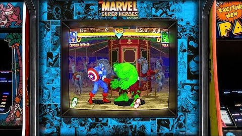 Marvel Super Heroes, realistic arcade bezel with the Mega Bezel Reflective Shader