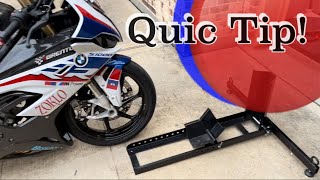 Quic Tip Motorcycle tire sticking to wheel chock? — here’s a solution!