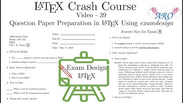 LaTeX Crash Course in Tamil How to create question paper using examdesign class Question Paper