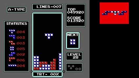 Level 29 tetris using DAS (Level 28 start)