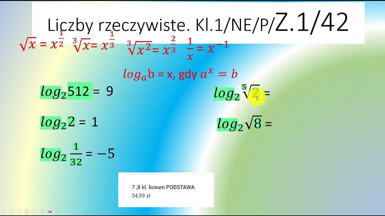 Liczba Log2 2 2 Jest Równa 1_str.42 Oblicz a) log2 512 b) log2 2 c) log2 1/32 d) log2 - YouTube