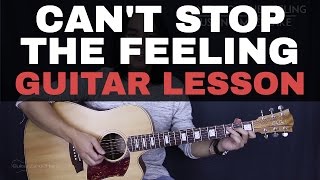 Video thumbnail of "Can't Stop The Feeling Justin Timberlake Guitar Tutorial Lesson + Acoustic Cover"