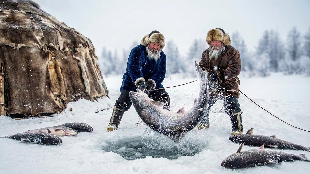 7000kg Ice Fishing Feast in −71°C Yakutia Feeding an Entire Frozen Village Nomad Survival Battle #2