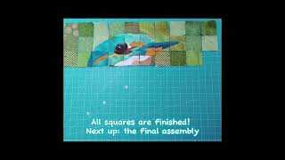 Quilting Day 44:  Kingfisher mosaic quilt update - All squares are finished!