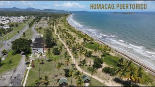 Passport to Paradise: Touring Humacao Puerto Rico Coast by Drone. Beach and Abandoned Water Park.