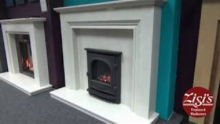 Elgin u0026 Hall Vamella fireplace with Gazco Logic HE inset fire with Stockton  cast iron front - YouTube