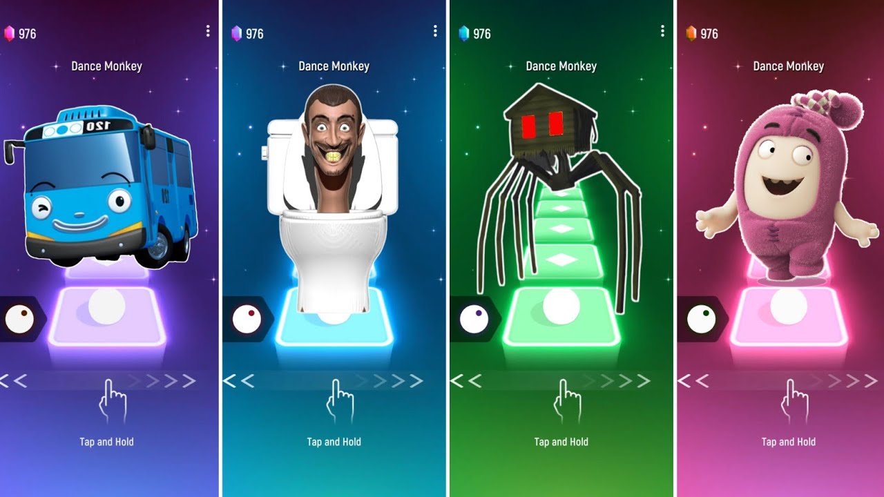 BUS EATER 🆚TOILET MONSTER 🆚 HOUSE HEAD 🆚 ODDBODS | Tiles Hop EDM Rush!