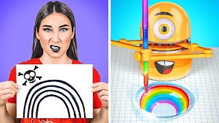ART HACKS FOR CREATIVES || Epic Drawing Challenge! Art Hacks vs. Drawing Gadgets by 123 GO! SCHOOL