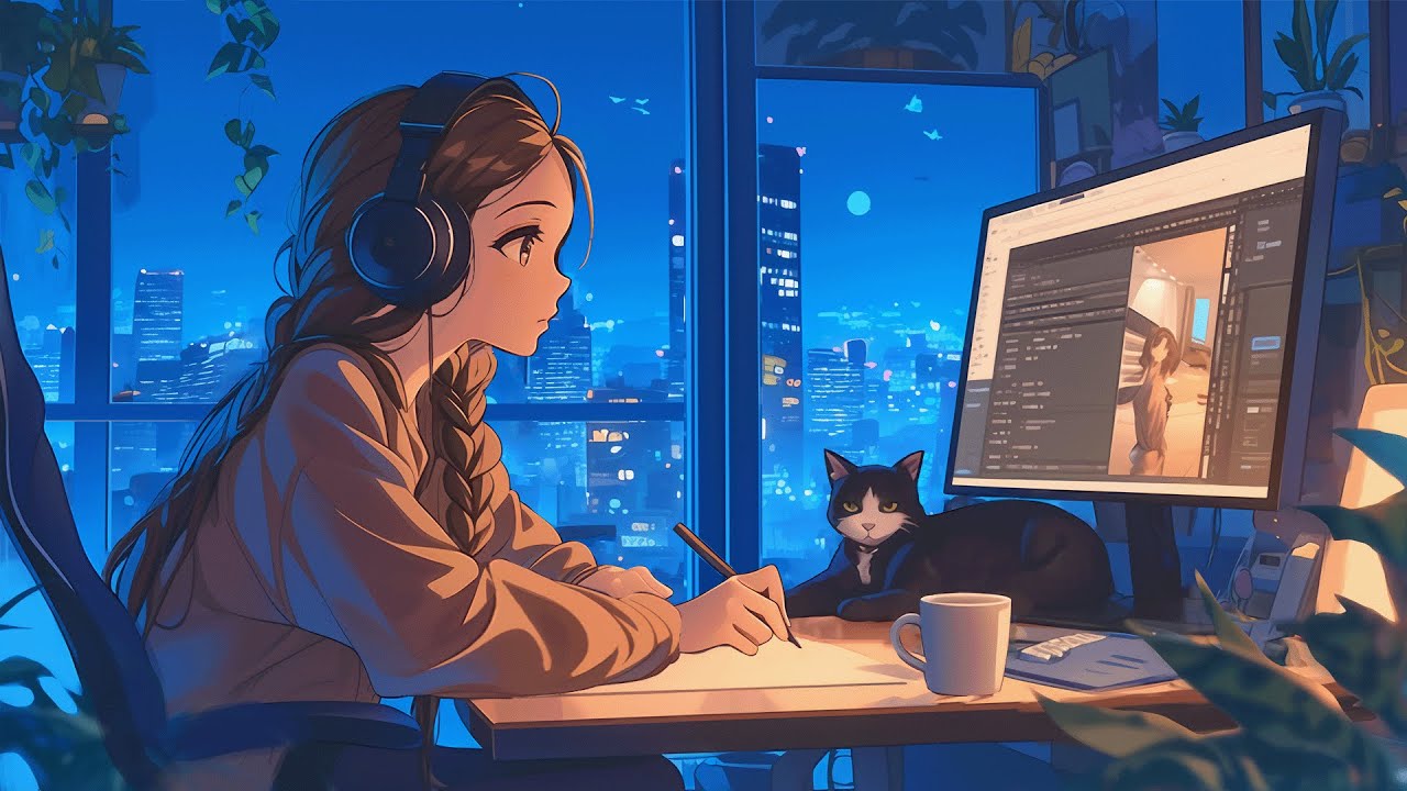 Late Night Vibes 🌙 Study music ~ study / relax / stress relief ~ Chill ...