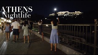 Athens Nightlife | Full Moon Walk | Greece [4K HDR]