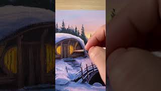 Cozy Cabin 🔥❄️ #art #painting