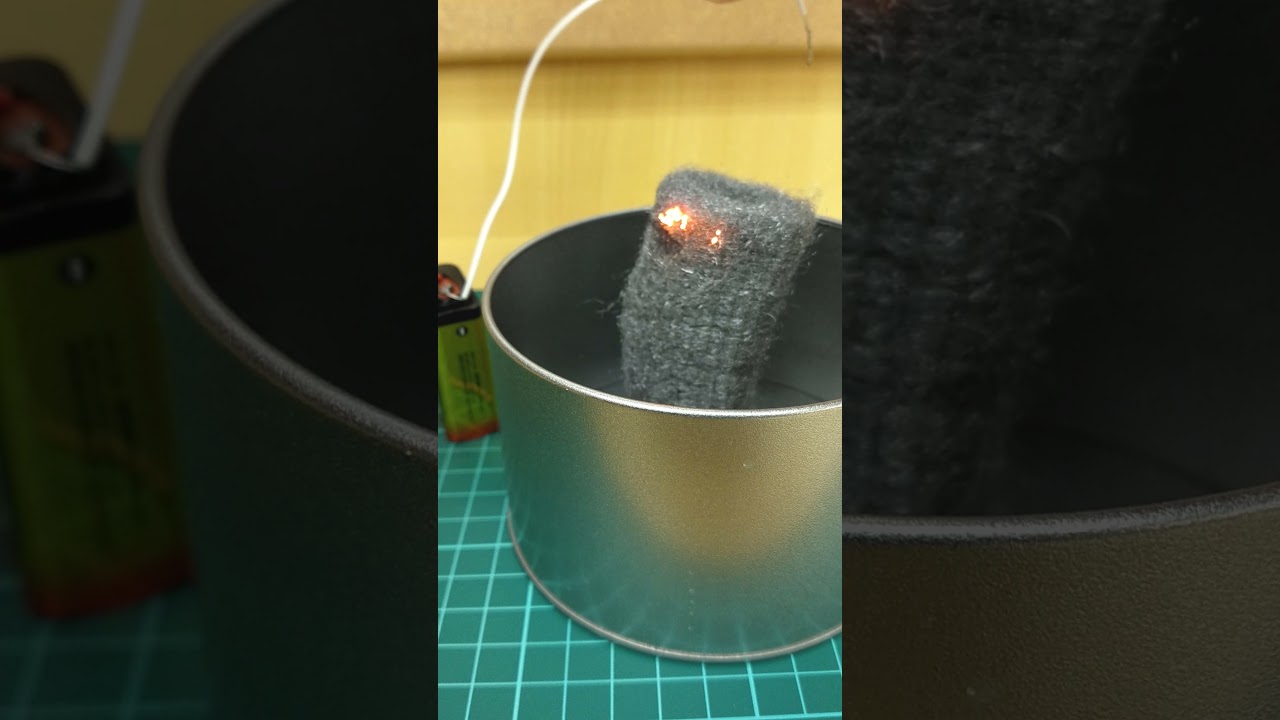 電池でスチールウール燃焼 Burning Steel Wool with a battery YouTube