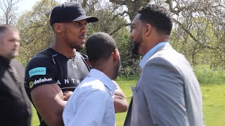 HEATED WORDS EXCHANGED !!  ANTHONY JOSHUA v DOMINIC BREAZEALE SEPERATED DURING HEAD TO HEAD