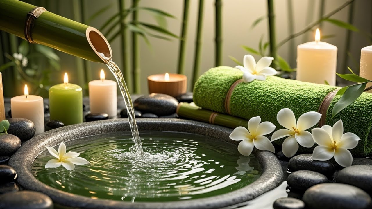 Relaxation Music: Bamboo Water Fountain + Healing Piano 🌿 Sleep Music, Meditation and Nature Sounds