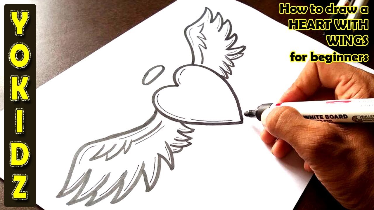 Featured image of post How To Draw A Hart With Wings : Draw a chubby heart tilted on its side… this is just to make it look different, you can draw it straight if you like.