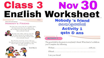 Class 3 English Worksheet Nov 30/3 rd std english worksheet 30/11/21/Std 3 English Worksheet 30/11