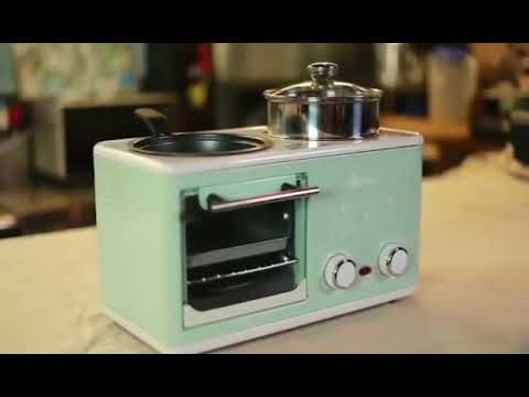 Multifunction Breakfast Station 4 In 1 Multifunction Breakfast Machine Mini  Oven Frying Pan Maker Toaster For Home Light Green 