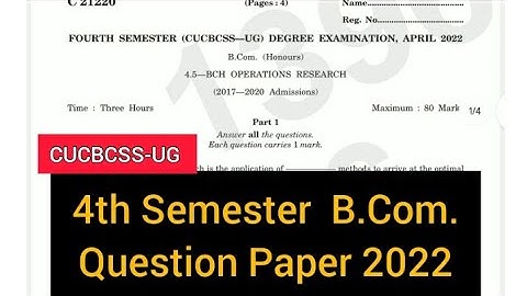 OPERATIONS RESEARCH          |          4th Semester     B.Com.   Question Paper 2022  #calicut