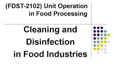 Lecture 14 - Unit Operation in Food Processing