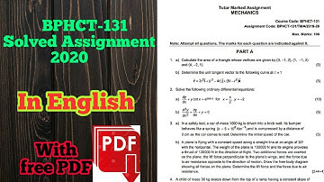 BPHCT-131 IGNOU Solved Assignment 2020 in English