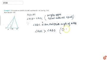 D is a point on side BC of `DeltaA B C` such that `A D\\ =\\ A C` (see Fig. 7.47).Show that `A B...