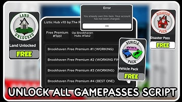 [ FE ] Unlock ALL Gamepasses Script - ROBLOX SCRIPTS - Brookhaven FREE Gamepasses