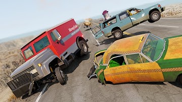 BeamNG Drive - Cars vs Angry Armored Truck (RoadRage)
