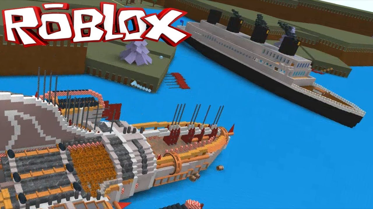 Sharktanic VS Titanic! (race) - Build a Boat in ROBLOX 