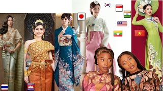 ชุดไทย vs ชุดโลก​ ASIAN traditional COSTUMES : THAILAND, JAPAN, CAMBODIA, VIETNAM, KOREA , INDONESIA